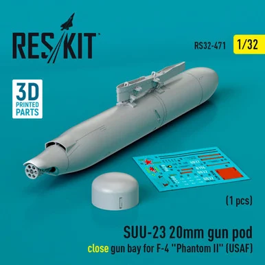 1/32 Reskit L5SUU-23 20mm gun pod (close gun bay) for F-4 Phantom II (USAF) (1 pcs) (3D Printed) (1/32)