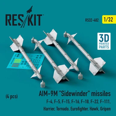 1/32 Reskit L5AIM-9M Sidewinder missiles (4 pcs) (3D Printed) (1/32)