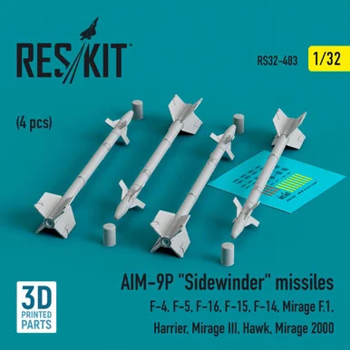 1/32 Reskit L5AIM-9P Sidewinder missiles (4 pcs) (3D Printed) (1/32)