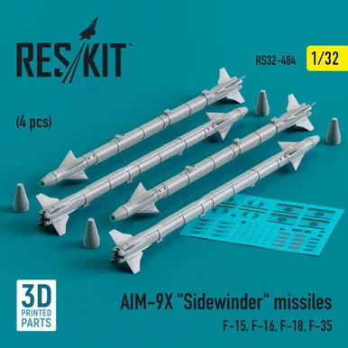 1/32 Reskit L5AIM-9X Sidewinder missiles (4 pcs) (3D Printed) (1/32)