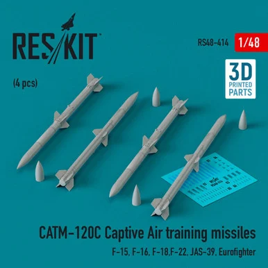 1/48 Reskit CATM-120C Captive air training missiles (4 pcs) (3D Printed) (1/48)
