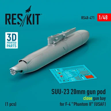 1/48 Reskit SUU-23 20mm gun pod (close gun bay) for F-4 Phantom II (3D Printed) (1/48)