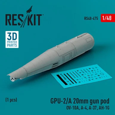 1/48 Reskit GPU-2/A 20mm gun pod (1 pcs) (OV-10A, A-4, A-37, AH-1G) (3D Printed) (1/48)