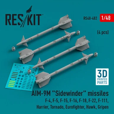 1/48 Reskit AIM-9M Sidewinder missiles (4 pcs) (3D Printed) (1/48)