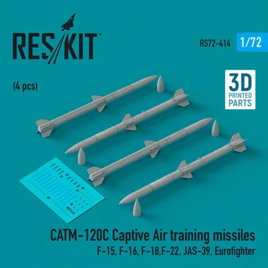 1/72 Reskit CATM-120C Captive Air training missiles (4 pcs) (3D Printed) (1/72)