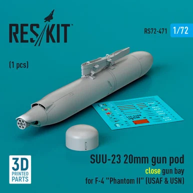 1/72 Reskit SUU-23 20mm gun pod (close gun bay) for F-4 Phantom II (USAF) (1 pcs) (3D Printed) (1/72)