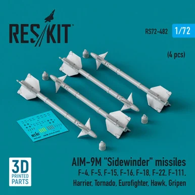 1/72 Reskit AIM-9M Sidewinder missiles (4 pcs) (3D Printed) (1/72)