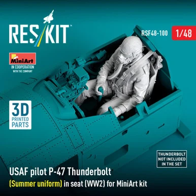 1/48 Reskit USAF pilot P-47 Thunderbolt (Summer uniform) in seat (WW2) for MiniArt kit 3D printed model kit