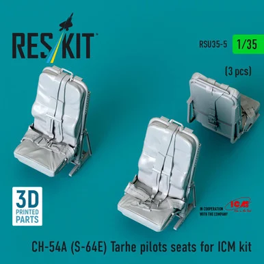 1/35 Reskit CH-54A (S-64E) Tarhe pilots seats for ICM kit (3 pcs) 3D printed model kit