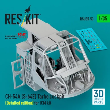 1/35 Reskit CH-54A (S-64E) Tarhe cockpit (Detailed edition) for ICM kit 3D printed model kit