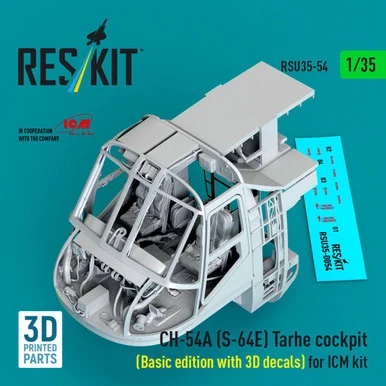 1/35 Reskit CH-54A (S-64E) Tarhe cockpit (Basic edition with 3D decals) for ICM kit 3D printed model kit