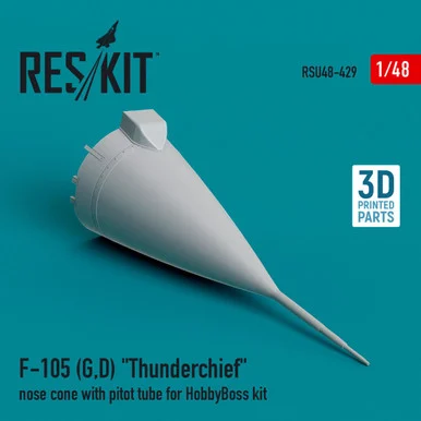 1/48 Reskit F-105 (G,D) Thunderchief nose cone with pitot tube for HobbyBoss kit (3D Printed) (1/48)