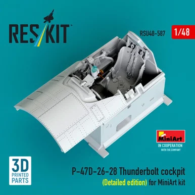 1/48 Reskit P-47D-26-28 Thunderbolt cockpit (Detailed edition) for MiniArt kit 3D printed model kit