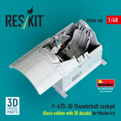 1/48 Reskit P-47D-30 Thunderbolt cockpit (Basic edition with 3D decals) for MiniArt kit 3D printed model kit