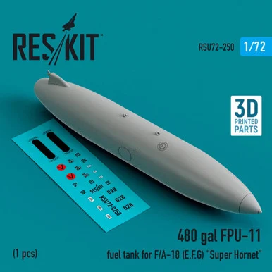 1/72 Reskit 480 gallon FPU-11 fuel tank for F/A-18 (E,F,G) Super Hornet (1 pcs) (3D Printed) (1/72)