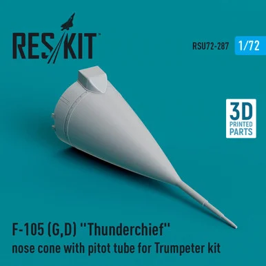 1/72 Reskit F-105 (G,D) Thunderchief nose cone with pitot tube for Trumpeter kit (3D Printed) (1/72)