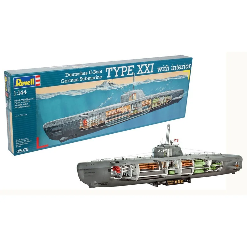 U-Boat type XXI U-2540 with interior detail. Model kit