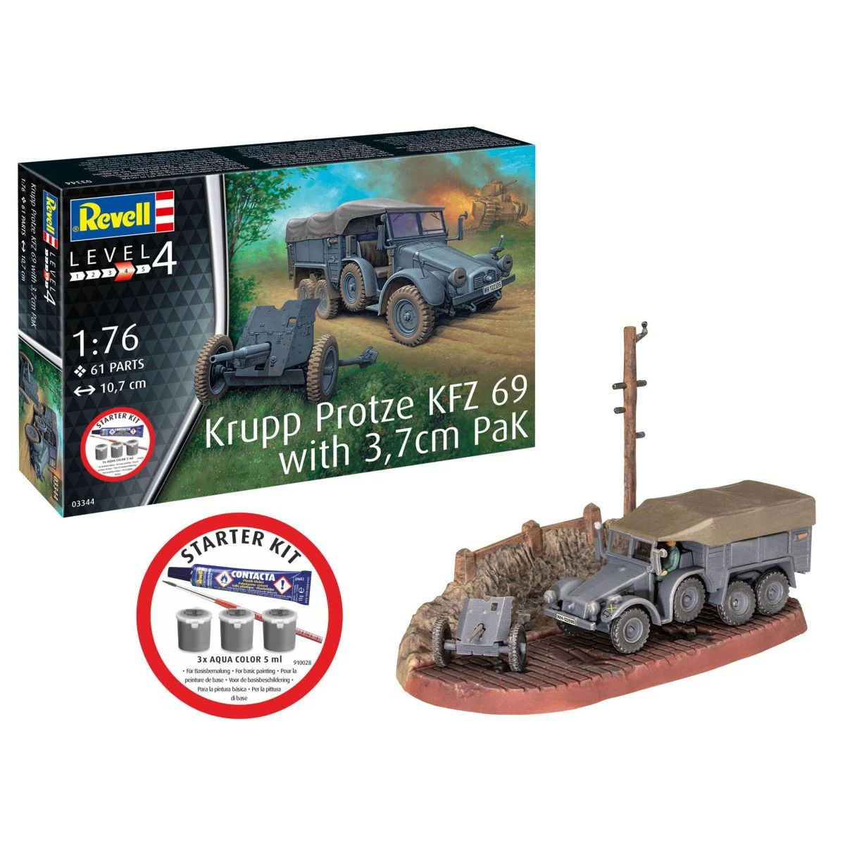 Starter Kit Krupp Protze KFZ 69 with 3.7cm Pak Model kit - Revell