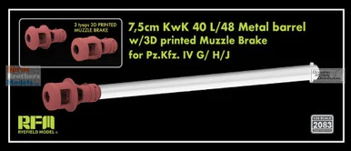 RFMRM2083 1:35 Rye Field Model 7.5cm KwK 40 L/48 Metal Barrel for Panzer IV Ausf.G/H/J