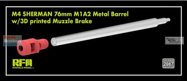 RFMRM2087 1:35 Rye Field Model M4 Sherman 76mm M1A2 Metal Gun Barrel