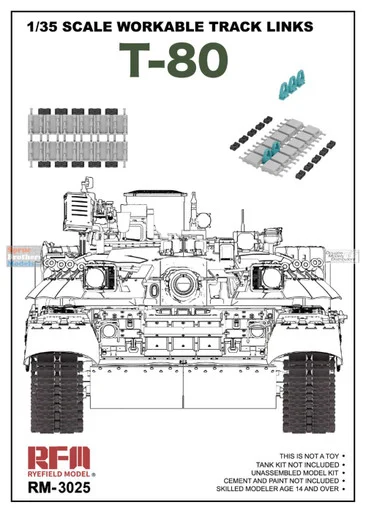RFMRM3025 1:35 Rye Field Model T-80 Tank Series Workable Track Links