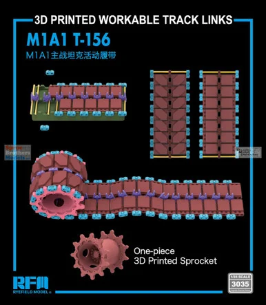 RFMRM3035 1:35 Rye Field Model M1A1 Abrams T-156 3D Printed Workable Track Set