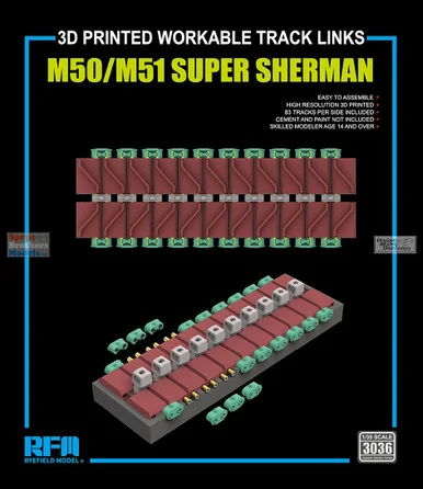 RFMRM3036 1:35 Rye Field Model M50 M51 Super Sherman 3D Printed Workable Track Set