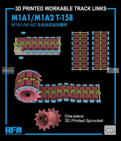 RFMRM3037 1:35 Rye Field Model M1A1/M1A2 Abrams T-158 3D Printed Workable Track Set