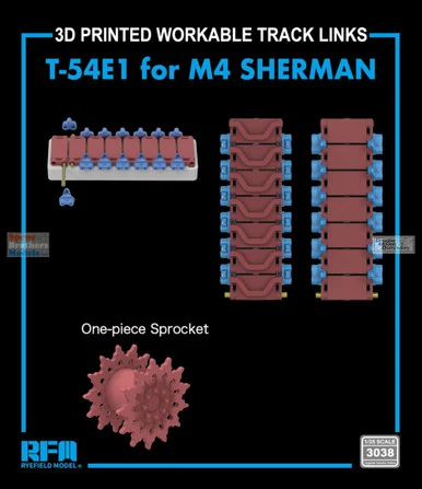 RFMRM3038 1:35 Rye Field Model M4 Sherman T-54E1 3D Printed Workable Track Set