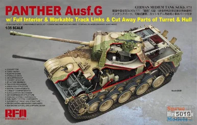 RFMRM5019 1:35 Rye Field Model Panther Ausf.G Sd.Kfz.171 with Full Interior / Workable Track Links / Cut Away Parts of Turret & Hull