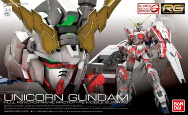 Bandai 5061620 #25 Unicorn Gundam Full Psycho-Frame Prototype Mobile Suit RX-0 RG 1/144 Scale Model Kit