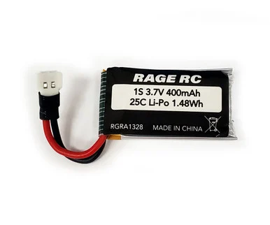 Rage RC 1328 3.7V 400mAh 25C LiPo Battery; Micro Warbirds, Tempest 600, Super Cub MX, Super Cub MX4