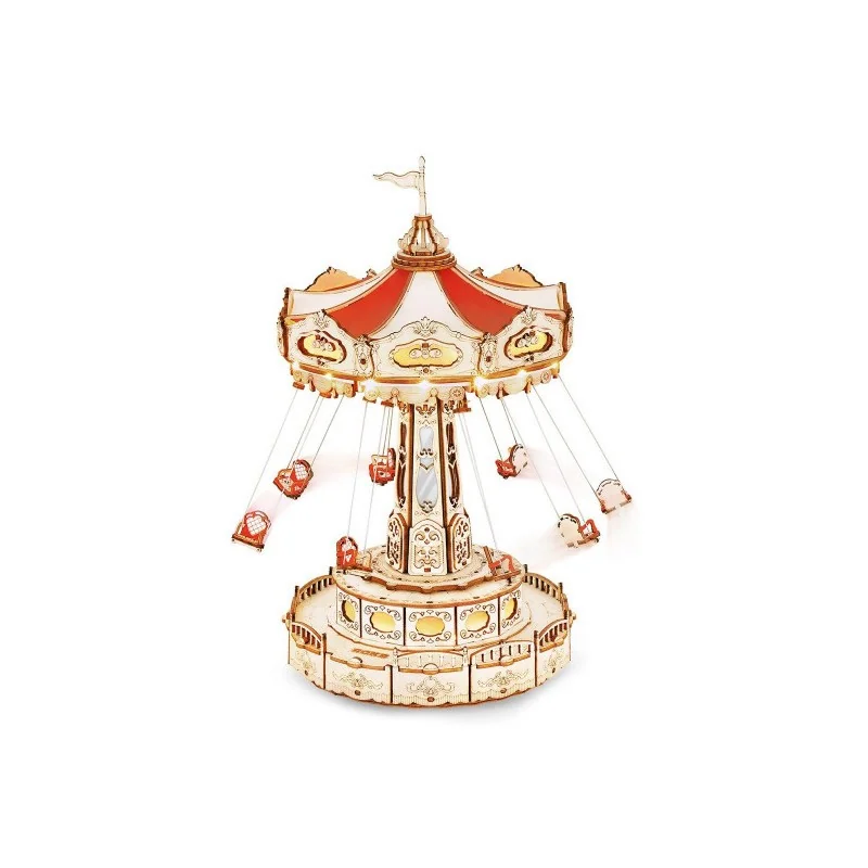 Intermediate mechanical 3D puzzle Carousel with musical and luminous swings Puzzle 3d - Robotime