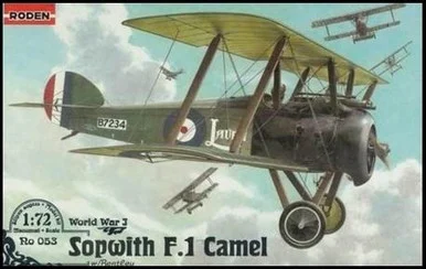 1/72 Roden Sopwith F1 Camel WWI British BiPlane Fighter w/Bentley Engine