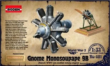 1/32 Roden Gnome Monosoupape 9B WWI Air-Cooled Rotary Aircraft Engine