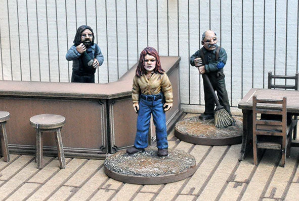 Dead Man’s Hand Rogan’s Bar Civilian Figure Set 28 mm Scale Metal Figures - Great Escape Games