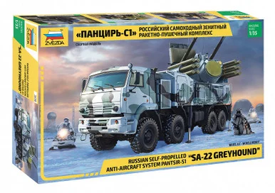Zvezda 3698 Russian Pantsir-S1 SA-22 Greyhound Self-Propelled Anti-Aircraft System 1/35 Scale Model Kit
