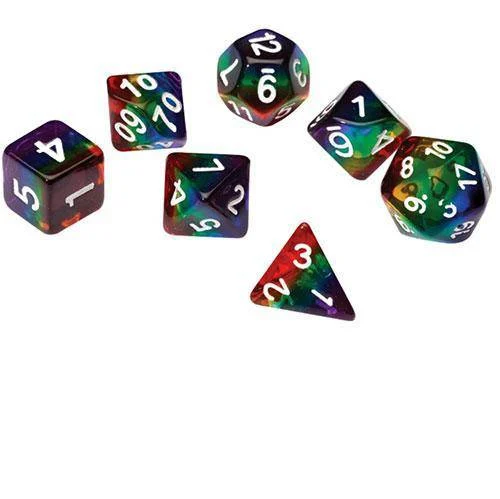 RPG Dice Set (7+1): Rainbow Translucent Resin - SIRIUS DICE