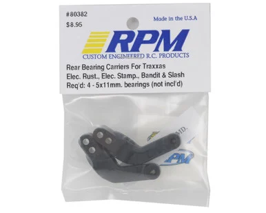 RPM 80382 Traxxas Rear Bearing Carriers, Black Rustler, Stampede, Bandit, Slash