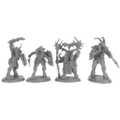 Reaper Miniatures 44152 Beastmen (4) 25mm Figures - Reaper Bones