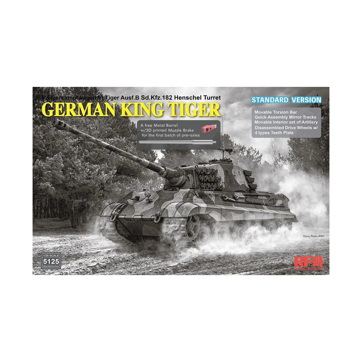 Sd. kfz. 182 tiger ausf. b king tiger (henschel turret) standard version Model kit - Rye Field Models