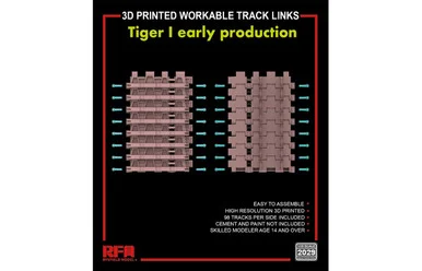 1/35 Ryefield Model 3D printed Workable track links for Tiger I early