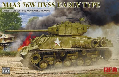 1/35 Ryefield Model M4A3 76W HVSS Early type D82081 turret T-66 track