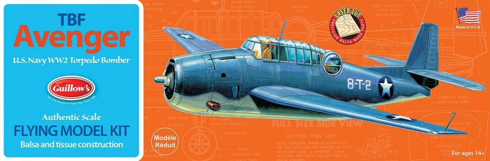 Grumman TBF/M Avenger Balsa Wood Kit - Guillow's