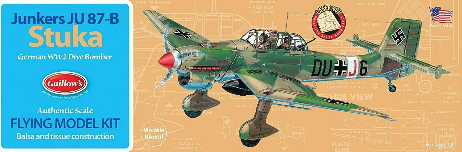 Junkers Ju 87B Stuka Balsa Wood Kit - Guillow's