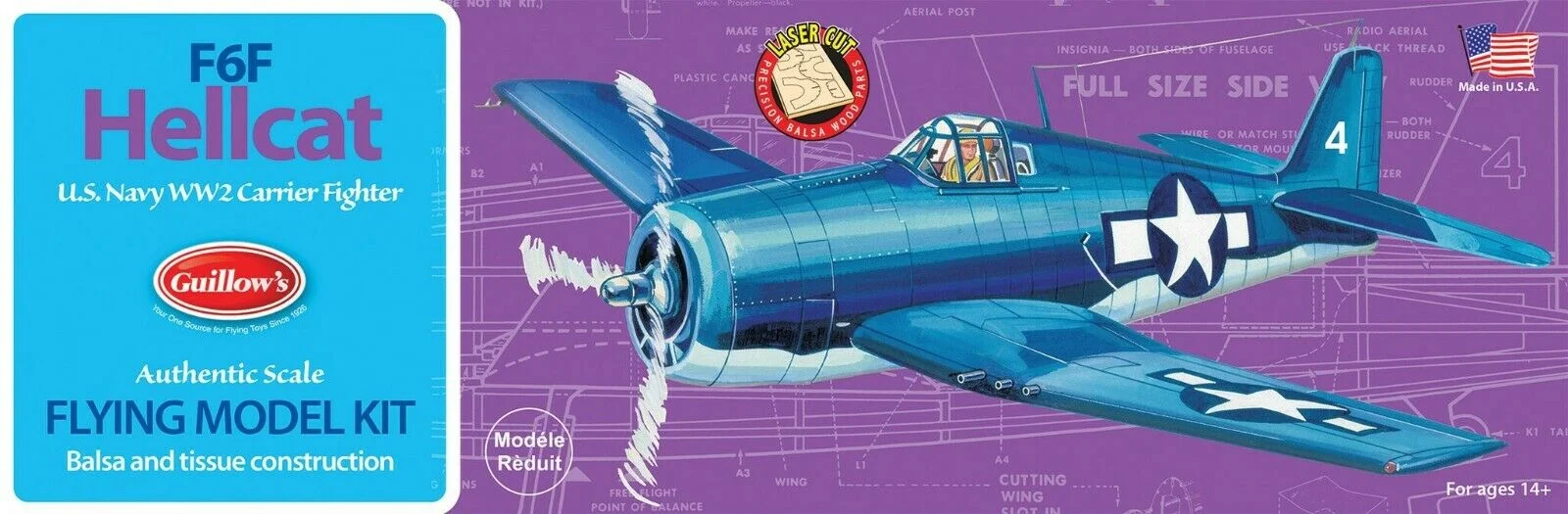 Grumman F6F Hellcat Balsa Wood Kit - Guillow's