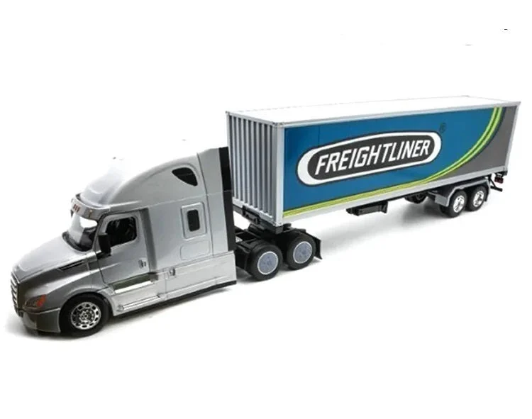 Freightliner Cascadia Sleeper Cab (Silver) with Container Van (Gray) 1:32 Scale Model - Welly