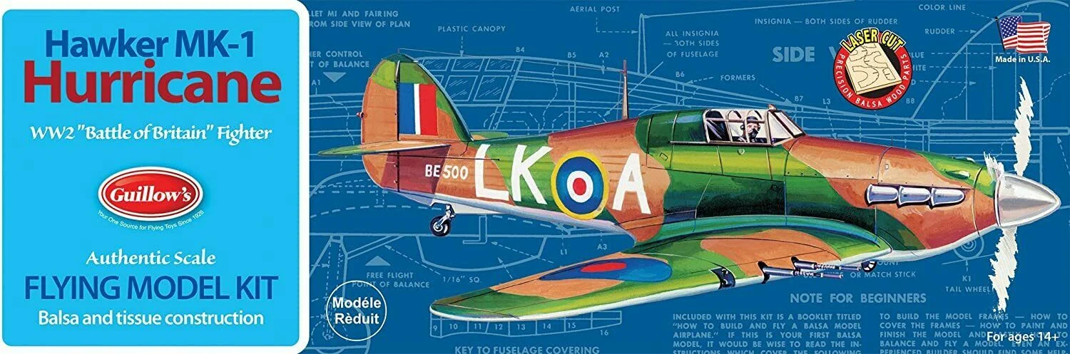 Hawker Hurricane Mk1 Balsa Wood Kit - Guillow's