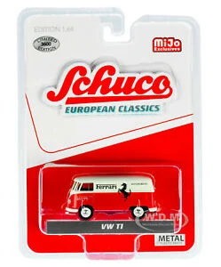 Volkswagen Type 2 T1 Panel Bus Ferrari Automobiles (White / Red ) 1:64 Scale Diecast Model - Schuco