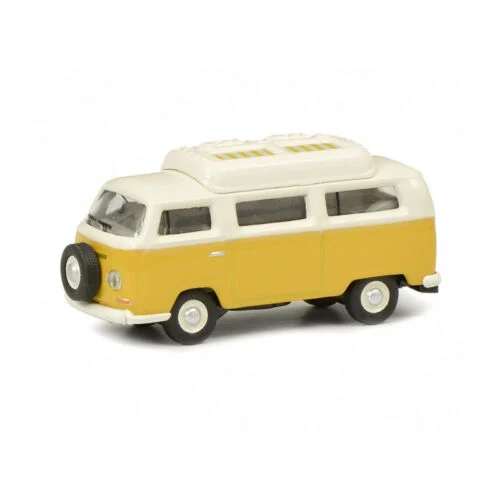 Volkswagen Type 2 T2a Camping Bus (Yellow/White), 1:87 (HO) Scale Diecast Model - Schuco